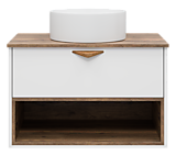 Тумба под раковину Brevita Берген  80 с подсветкой подвесная (белая) без раковины
