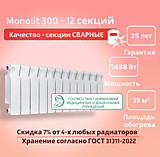 Биметаллический монолитный радиатор Rifar Monolit 300 - 12 секций